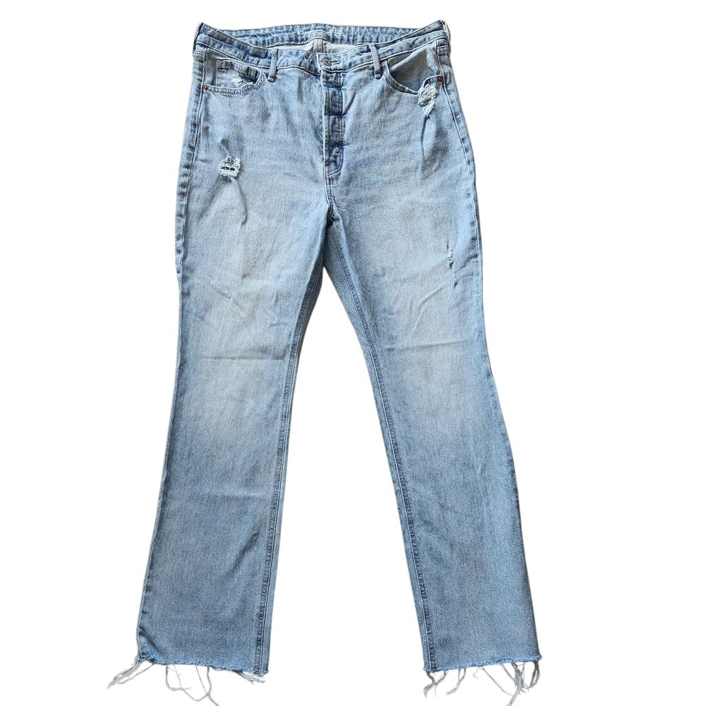 Old Navy Light Blue High Rise Kicker Bootcut Jeans with Frayed Hem